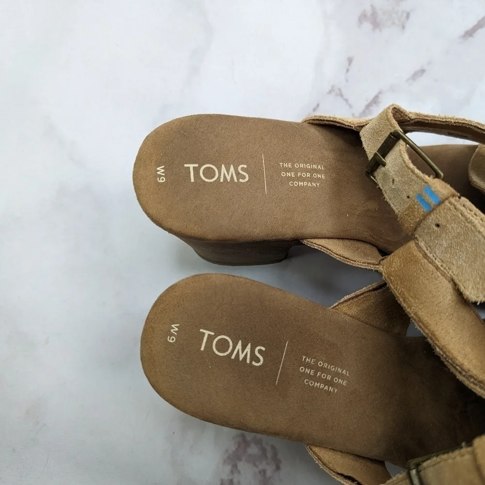 Toms Tan Suede Platform Sandals